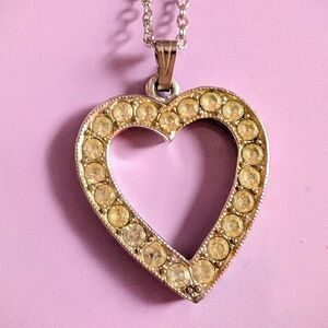 Y2K Vintage Rhinestone Heart Pendant Necklace